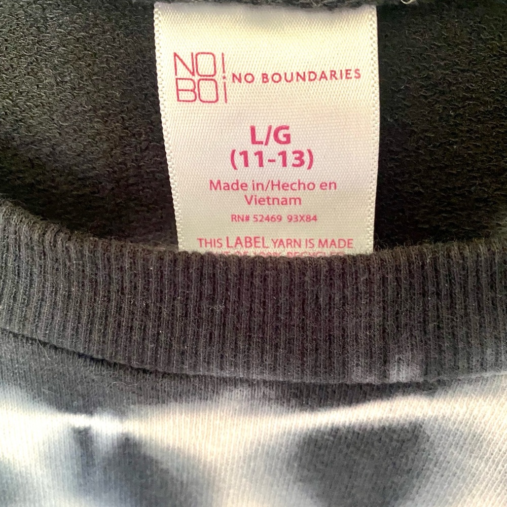 Black and white tie dye long sleeve top, juniors LG, No Boundaries - Picture 5 of 7